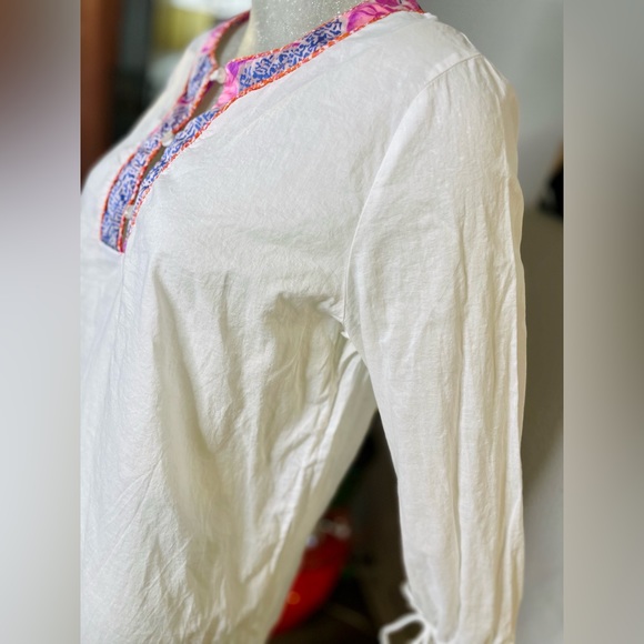 Staci Woo Souvenir Edition White/Pink/Purple Long Sleeve Tunic. Size 2 - Picture 11 of 16